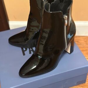 PAIGE Black Patent Ankle Boots with Silver Zipper